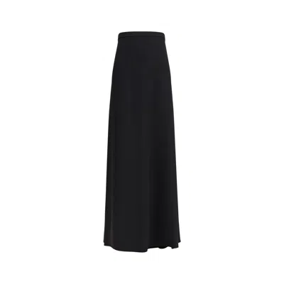 Valentino Black Silk Long Skirt