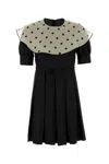 Valentino Silk Mini Dress With Pleated Skirt And Polka Dot Collar