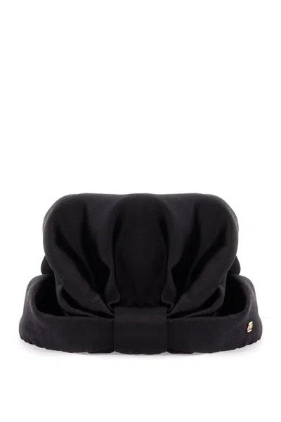 Valentino Garavani Black Silk Turban With Golden Details And V Logo
