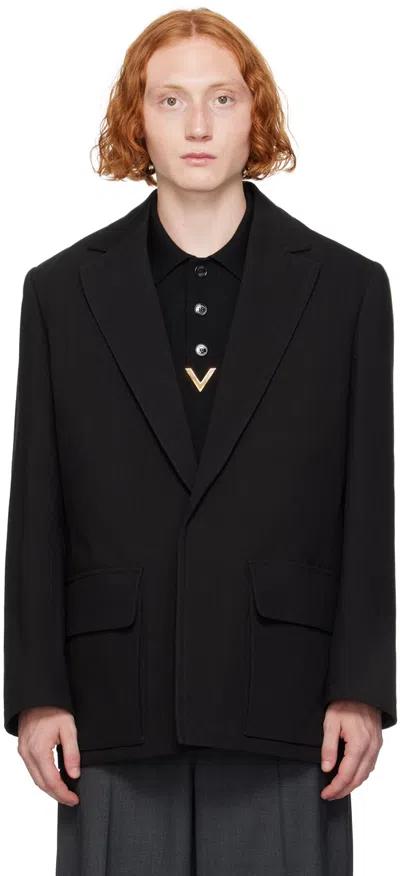Valentino Black Single-breasted Blazer In 0no Nero