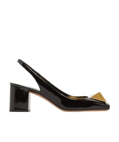 Valentino Garavani Black Single Stud Backless Heels