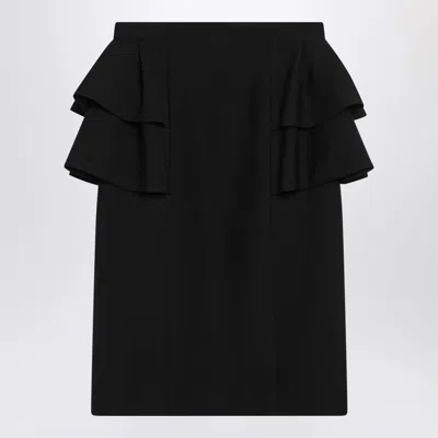 Valentino Black Skirt With Ruffles On The Sides Women