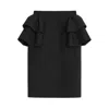 Valentino Couture Crepe Midi Skirt With Ruffle Detail In Black