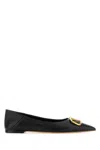 Valentino Vlogo Leather Ballerina Shoes In Black