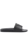 Valentino Garavani Black Sandals With Vlogo Detail On The Front In Tech Fabric Man