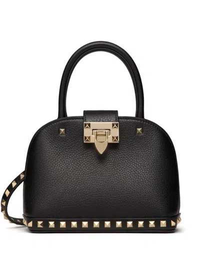 VALENTINO GARAVANI BLACK SMALL ROCKSTUD HANDBAG