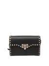 Valentino Rockstud Small Grainy Leather Crossbody In Negro