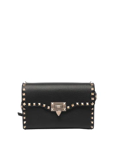 VALENTINO GARAVANI BLACK SMALL ROCKTUD CROSSBODY BAG