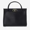 Valentino Black Small Vlogo Locker Leather Satchel In Black
