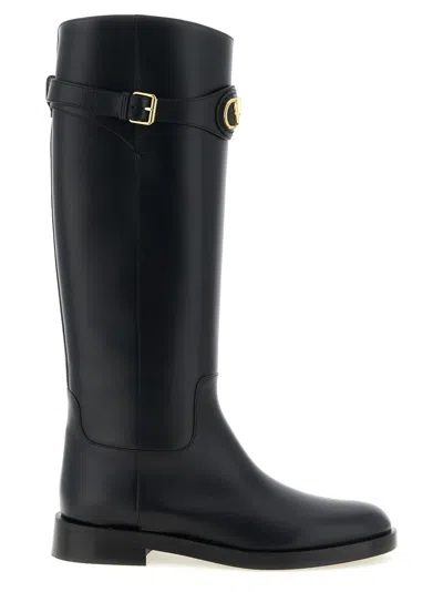 VALENTINO GARAVANI WOMEN BLACK SOLID BOOTS