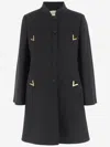 Valentino Black Stand Collar Coat In Black
