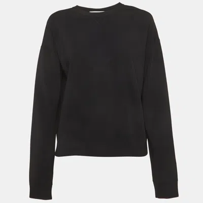 Pre-owned Valentino Black Stretch Knit Plated Detail Sweater M