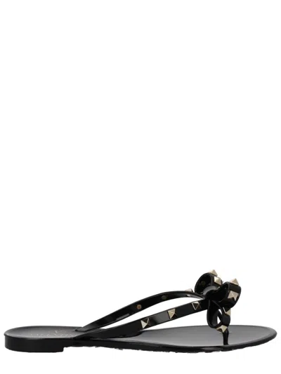 Valentino Garavani Black Studded Slippers