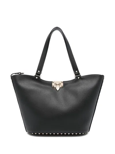 VALENTINO GARAVANI BLACK STUDDED TOTE BAG