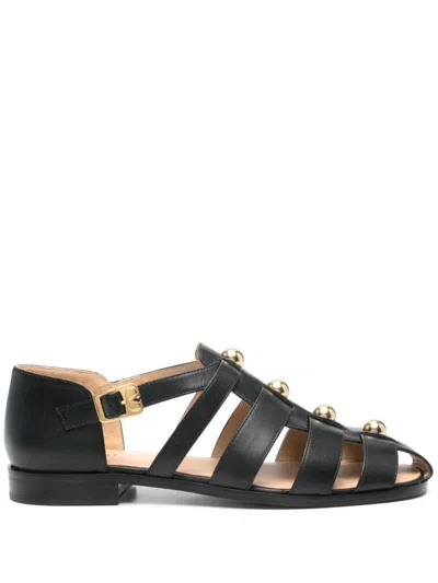 VALENTINO GARAVANI BLACK STUDS LEATHER SANDALS