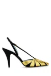 Valentino Foliefoliage 90 Suede Slingback Pumps In Nerooldgold