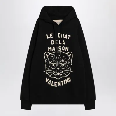 VALENTINO BLACK SWEATSHIRT WITH LE CHAT DE LA MAISON PATCH