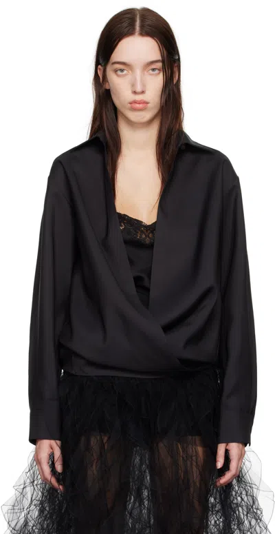 VALENTINO BLACK TECHNO LIGHT WOOL SHIRT