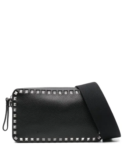 Valentino Garavani Black Calf Leather Bos Taurus Shoulder Bag