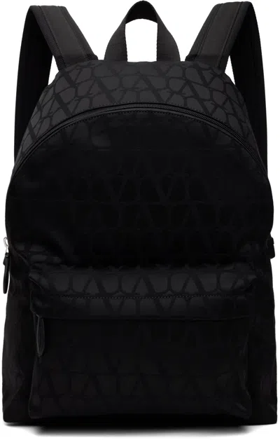 Valentino Garavani Black Toile Iconographe Backpack In 0no Nero