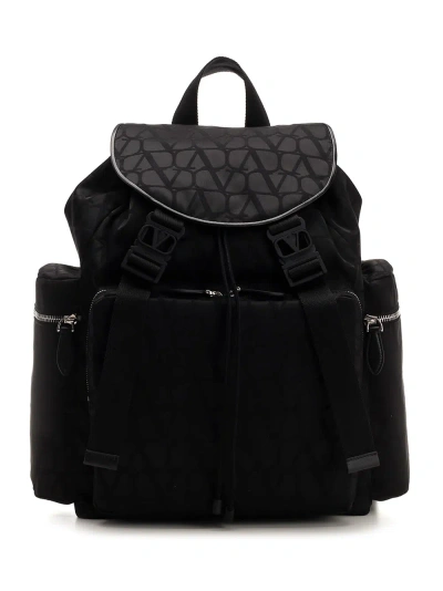 Valentino Garavani Black Toile Iconographe Backpack