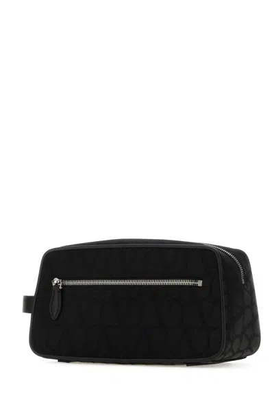 Valentino Garavani Men  Toile Iconographe Beauty Case In Nero