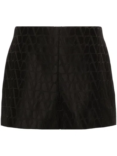 VALENTINO BLACK TOILE ICONOGRAPHE JACQUARD SHORTS