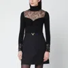 Valentino Black Top With Lace Inserts In Black