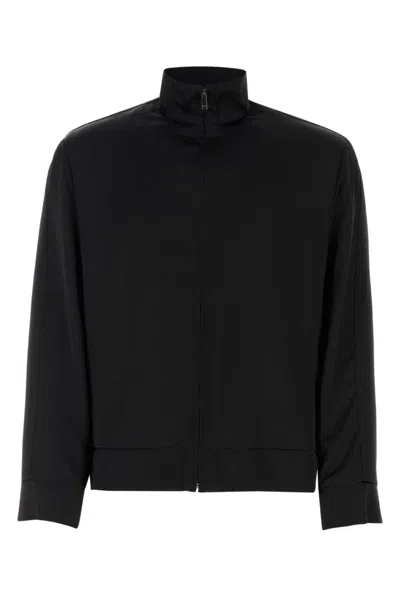 Valentino Satin Neck Sweatshirt With Zip Pockets In Black
