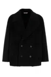 Valentino Black Two Button Placket Coat In Black