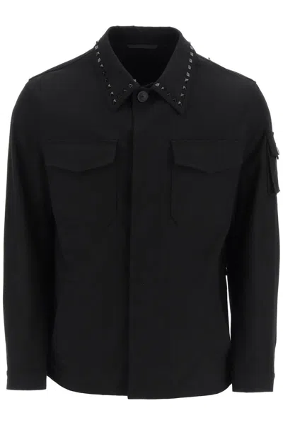 VALENTINO BLACK UNTITLED STUDS WORKWEAR JACKET