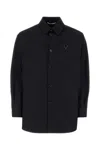 Valentino Rear Yoke Wool Blend Shirt In Black