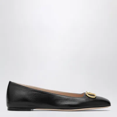 Valentino Garavani Black V Logo Signature Ballerina Flats In Nappa Leather In Multi