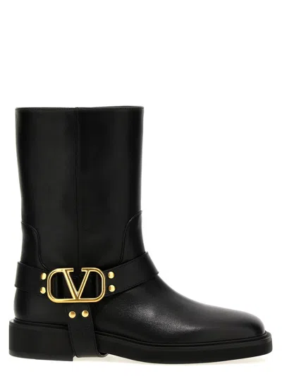 Valentino Garavani Valentino Vlogo Signature Leather Boot In Black