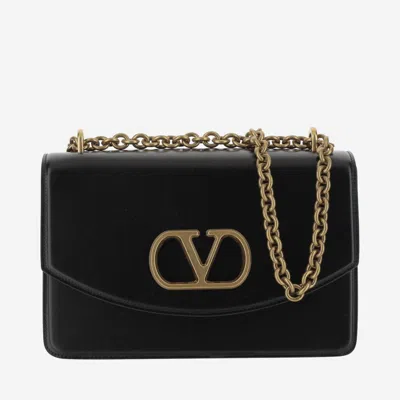 VALENTINO GARAVANI BLACK VAIN SHOULDER BAG