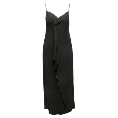 Pre-owned Valentino Black  Draped Sleeveless Evening Dress Size It 42