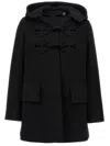 Valentino Embroidered Caban In Compact Coat In Black