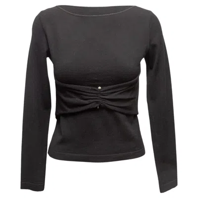Pre-owned Valentino Black  Virgin Wool Bateau Neck Sweater Size Us S