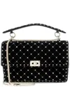 Valentino Black Velvet Rockstud Spike Up Shoulder Bag (authentic Pre-loved) In Black