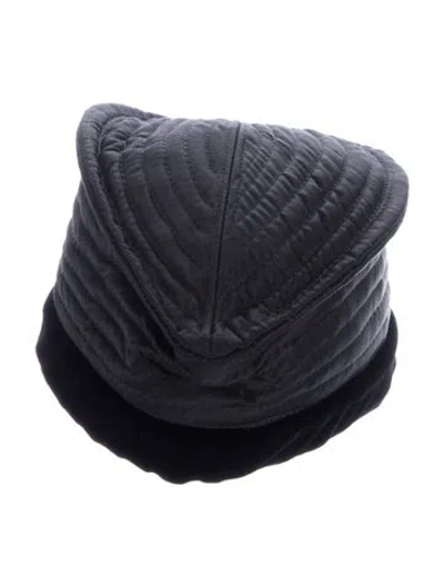 Pre-owned Valentino Garavani Black Vintage Silk Valentino Newsboy Cap