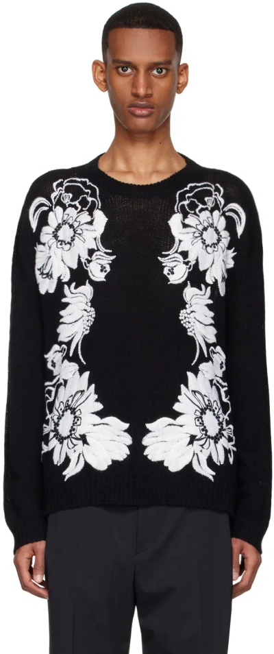 Valentino Black Virgin Wool Sweater In 7m1 St. Margherite N