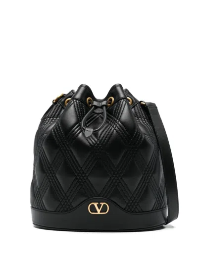 VALENTINO GARAVANI WOMEN BLACK VLOGO BUCKET BAG, ONESIZE LUXURY BUCKET BAGS FOR WOMEN DARVEYS