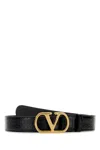 Valentino Brown Leather Vlogo Belt In Black