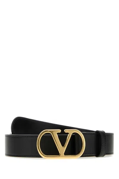 Valentino Garavani Black Vlogo Buckle Belt