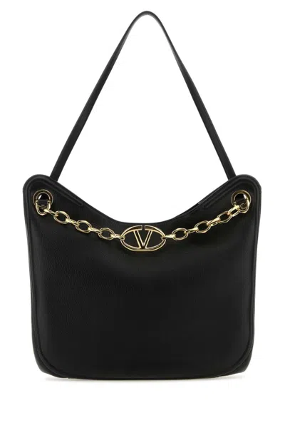 VALENTINO GARAVANI BLACK VLOGO CHAIN-LINK SHOULDER BAG