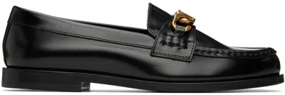 Valentino Garavani Black Vlogo Chain Loafers In 0no Nero