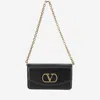 Valentino Garavani Garavani Vain Clutch Bag In Shiny Calfskin Woman Black Uni In Black