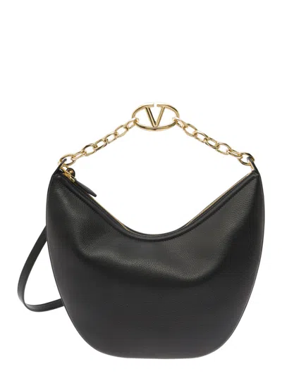VALENTINO GARAVANI BLACK VLOGO DETAIL SHOULDER BAG