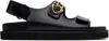 Valentino Double Buckle-strap Open Toe Sandals In 0no Nero