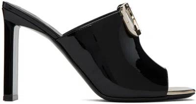 Valentino Garavani Black Vlogo Heeled Sandals In Ed6 Nero/platino